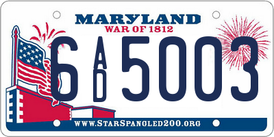 MD license plate 6AD5003