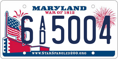 MD license plate 6AD5004