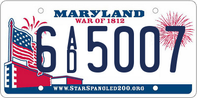 MD license plate 6AD5007