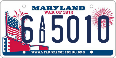MD license plate 6AD5010
