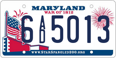 MD license plate 6AD5013
