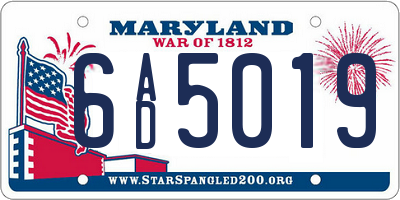 MD license plate 6AD5019