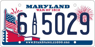 MD license plate 6AD5029