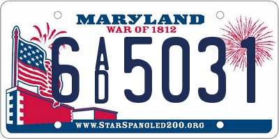 MD license plate 6AD5031