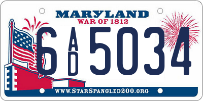 MD license plate 6AD5034