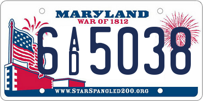 MD license plate 6AD5038