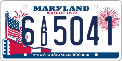 MD license plate 6AD5041