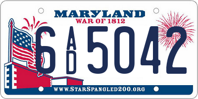 MD license plate 6AD5042