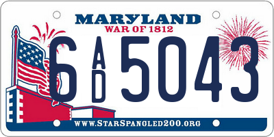 MD license plate 6AD5043