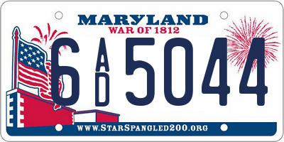 MD license plate 6AD5044