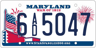 MD license plate 6AD5047