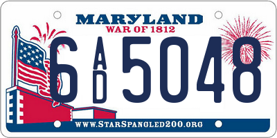 MD license plate 6AD5048