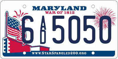 MD license plate 6AD5050