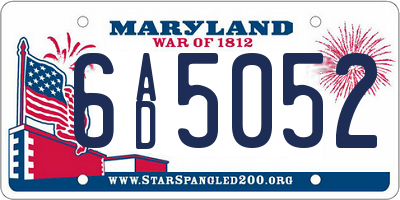 MD license plate 6AD5052