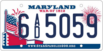 MD license plate 6AD5059