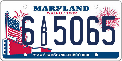 MD license plate 6AD5065