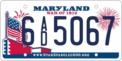 MD license plate 6AD5067