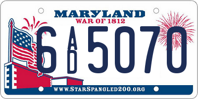 MD license plate 6AD5070