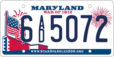 MD license plate 6AD5072