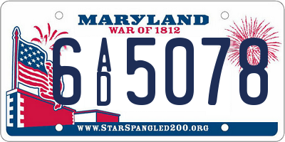 MD license plate 6AD5078