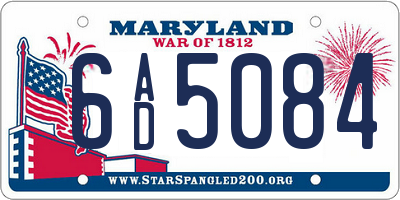 MD license plate 6AD5084