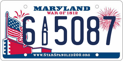 MD license plate 6AD5087