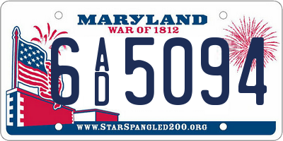 MD license plate 6AD5094
