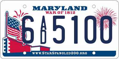 MD license plate 6AD5100
