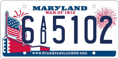MD license plate 6AD5102
