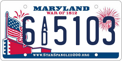 MD license plate 6AD5103