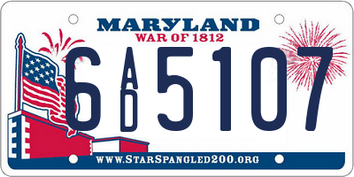 MD license plate 6AD5107