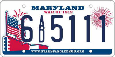MD license plate 6AD5111