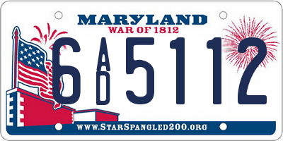MD license plate 6AD5112