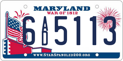 MD license plate 6AD5113