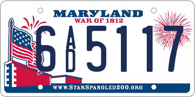 MD license plate 6AD5117