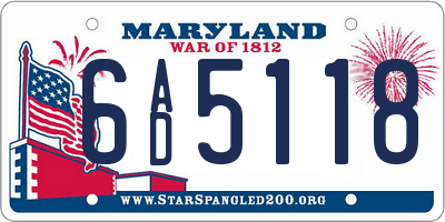 MD license plate 6AD5118