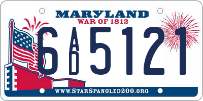 MD license plate 6AD5121