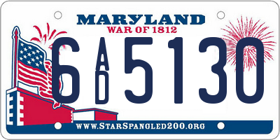 MD license plate 6AD5130