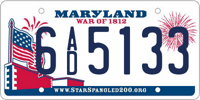MD license plate 6AD5133