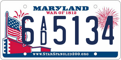 MD license plate 6AD5134