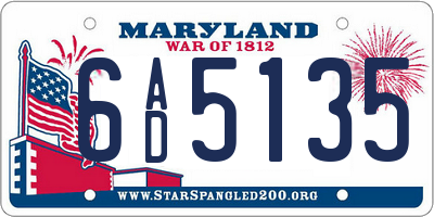 MD license plate 6AD5135