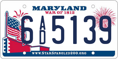 MD license plate 6AD5139
