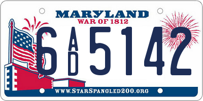 MD license plate 6AD5142