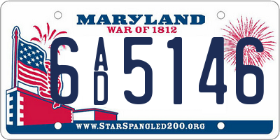 MD license plate 6AD5146