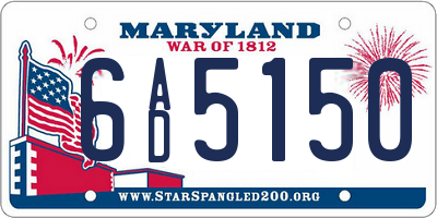 MD license plate 6AD5150