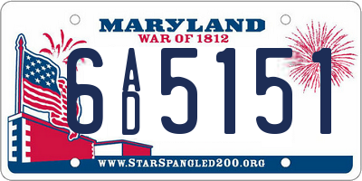 MD license plate 6AD5151