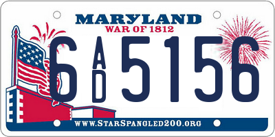 MD license plate 6AD5156
