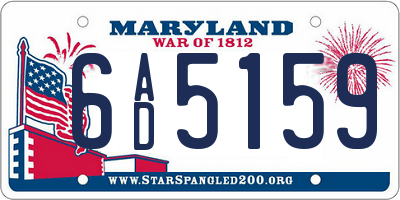 MD license plate 6AD5159