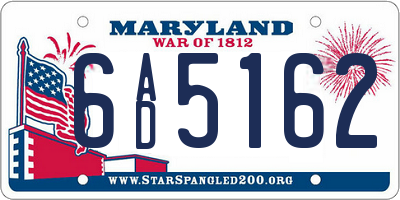 MD license plate 6AD5162