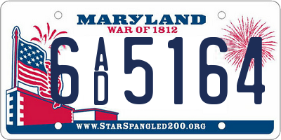 MD license plate 6AD5164